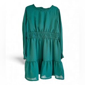 Carter’s Teal Polka Dot Girls Dress Long Sleeve Size 6/6X